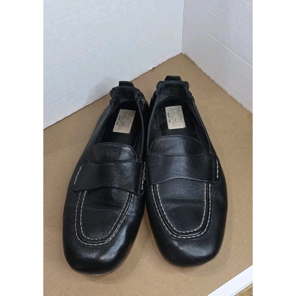 Agl Shoes - AGL Mara Black Leather Womens Casual Moccasins Shoes Size 39.5/ 9.5